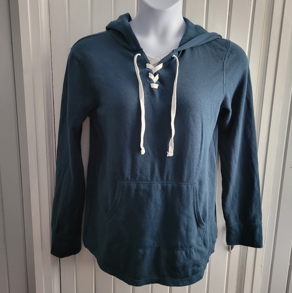 SO Lace up Teal Hoodie - Picture 1 of 5